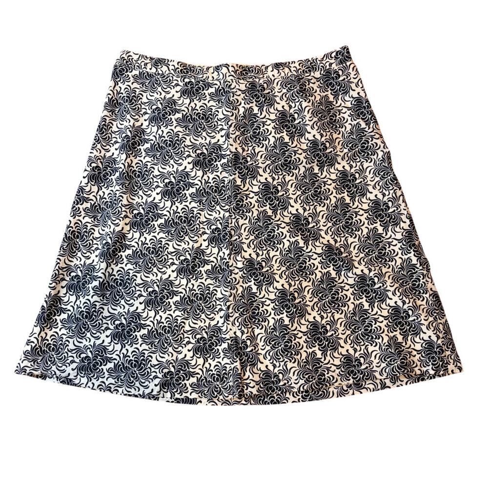 GAP Women's Y2K A-Line Skirt Size 14 Black White Floral Cotton Vintage Lined